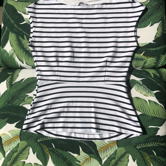 Black and White Striped Peplum Top - Picture 7 of 7